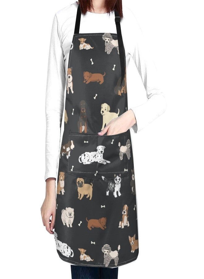 Perinsto Puppy Dog Pets Cute Animals Waterproof Apron with 2 Pockets Kitchen Chef Aprons Bibs for Grooming Cooking Baking Painting Gardening - Image 1